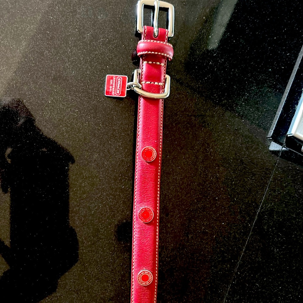 Brand new coach red leather dog collar size small